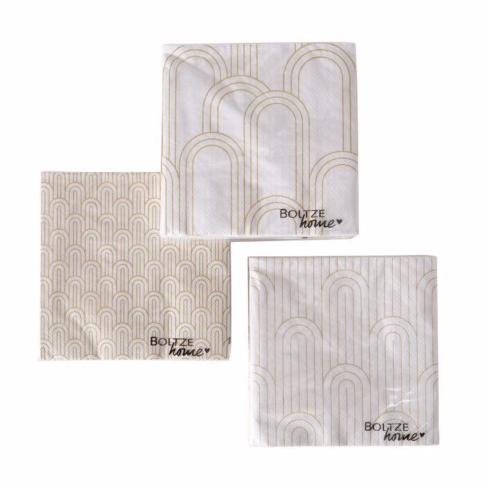 Serviette Bogan 20 Stück weiß/gold Variante 2