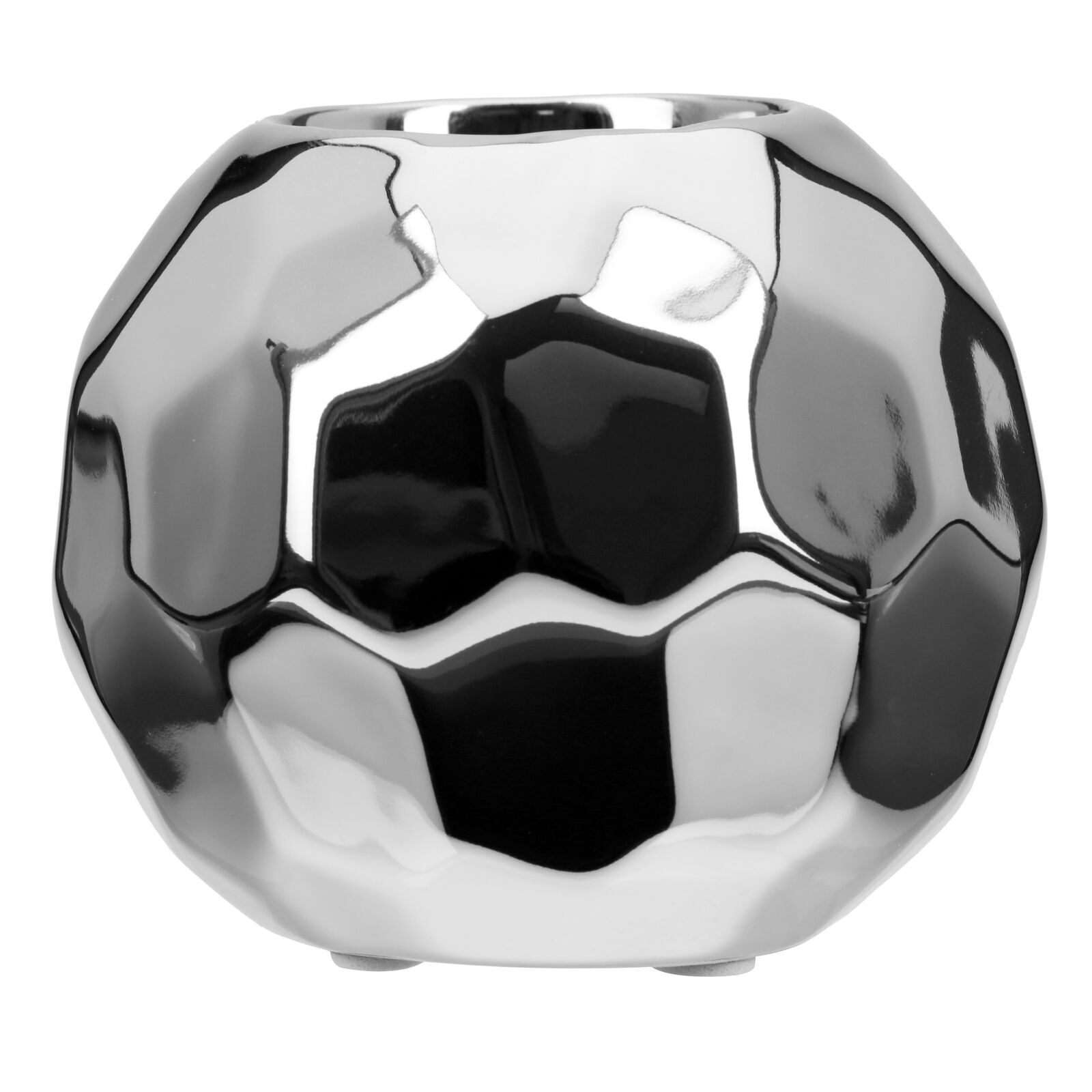 Teelichtleuchter Raute silber Metall Fußball, Sport, Sphäre