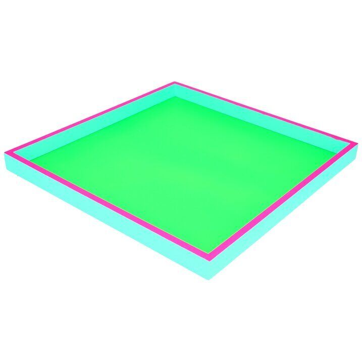 Deko Tablett Neo dreifarbig quadratisch neon grün/neon pink/türkis Tablett