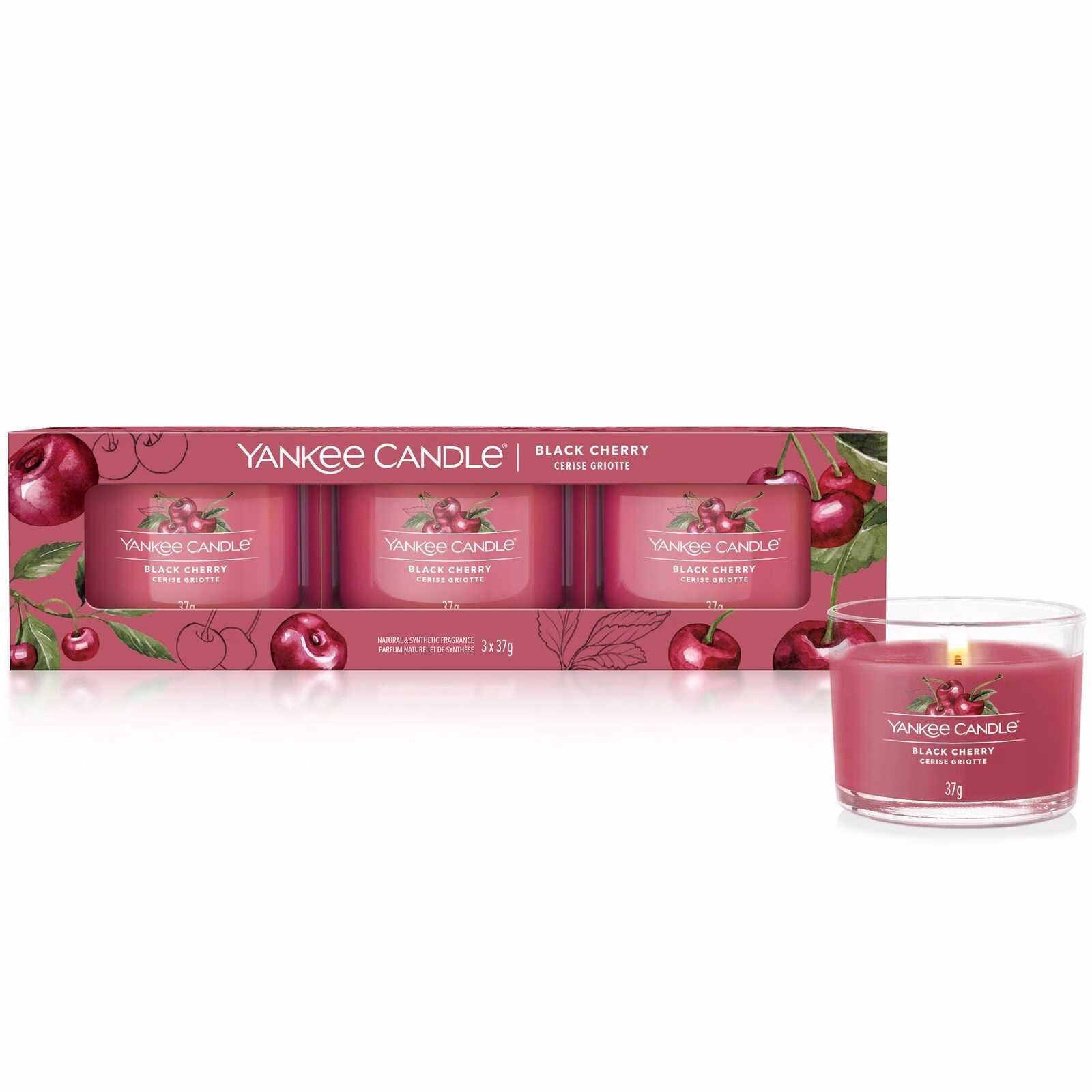 yankee_candle_filled_votive_1701393E_01 Black Cherry 37g Glasvotivkerze 3er Pack