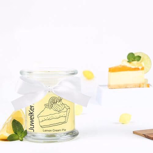 Duftkerze-mit-Schmuck-klein-Lemon-Cream-Pie JuwelKerze Lemon Cream Pie (Ohrringe) 230g