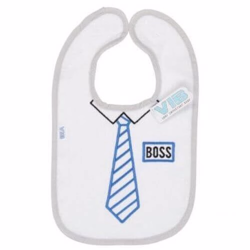 VIB-BTWG01 Baby Latz Boss mit Krawatte (Weiß)