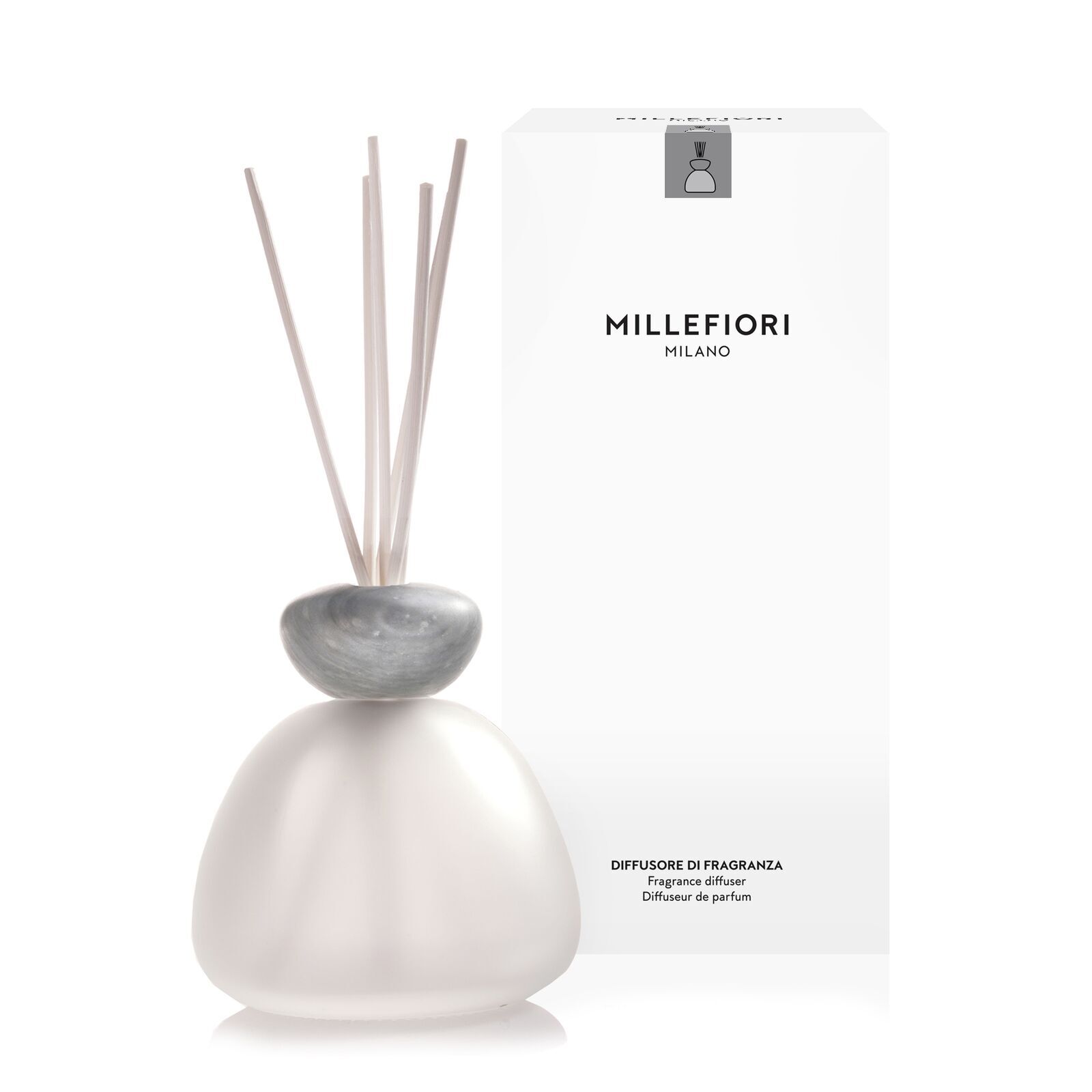 Marmorglas Reed Diffuser satiniert grau Weihrauch, Zubehör, Rauchrohr