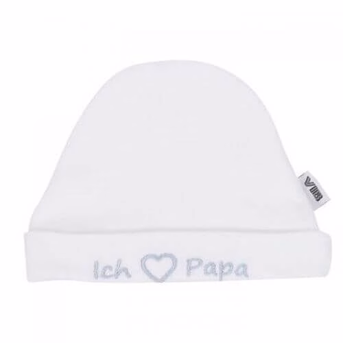 Baby-Mutze-Ich-liebe-Papa-Weiss Baby Mütze Ich liebe Papa (Weiß)