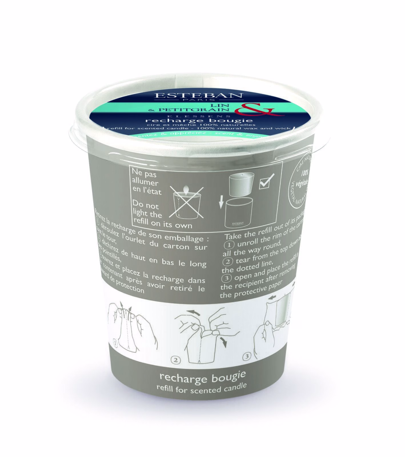 Leinen & Petitgrain Nachfüller für Duftkerze 170g