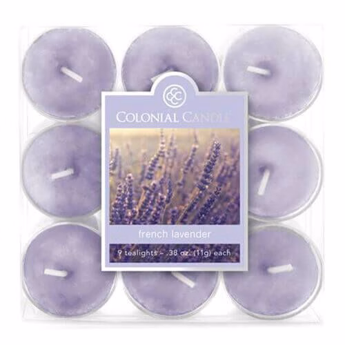 cc0109-13425594ffd23b3f9 Colonial Candle French Lavender 9 Teelichte