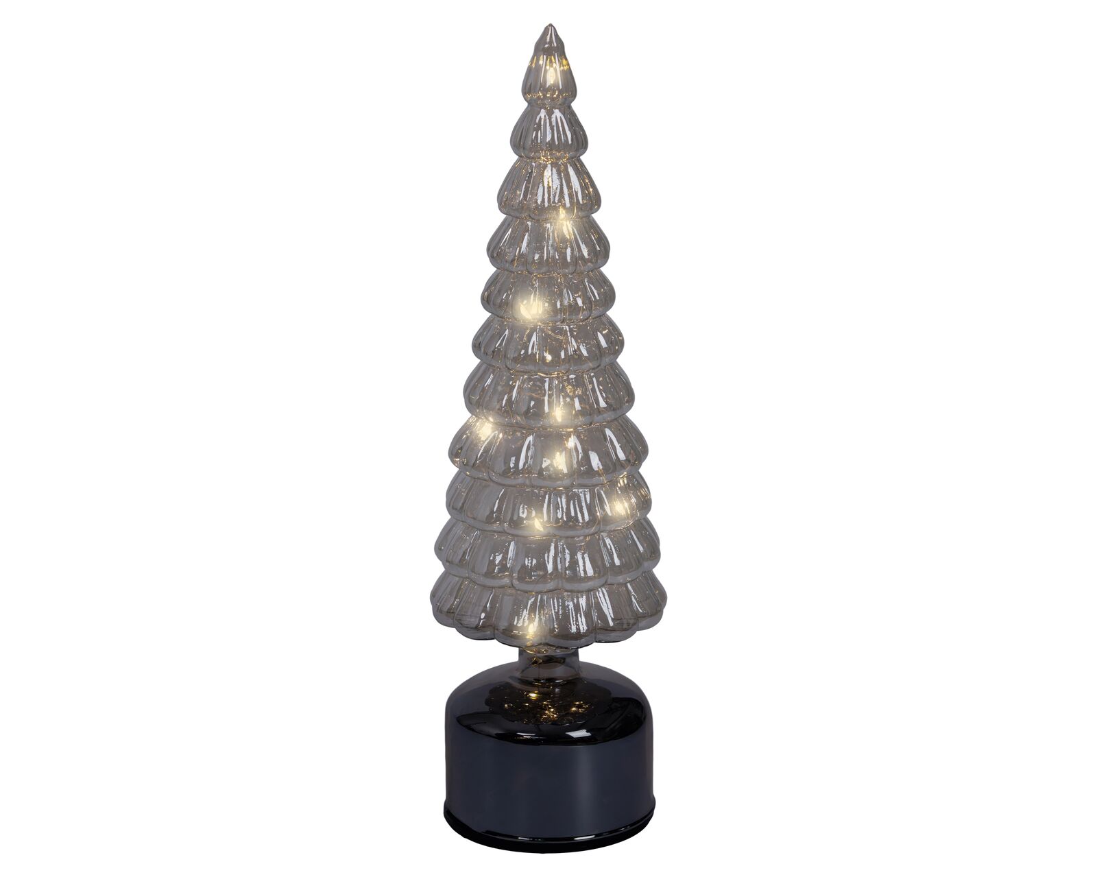 Dekoobjekt Weihnachtsbaum Glas LED 37cm Grau Lampe